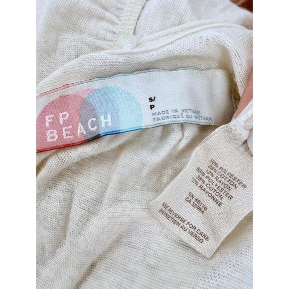 RARE Free People Beach Cream White Casual Boho Tiered Ruffle Hem Maxi Tank Dress - Picture 12 of 15